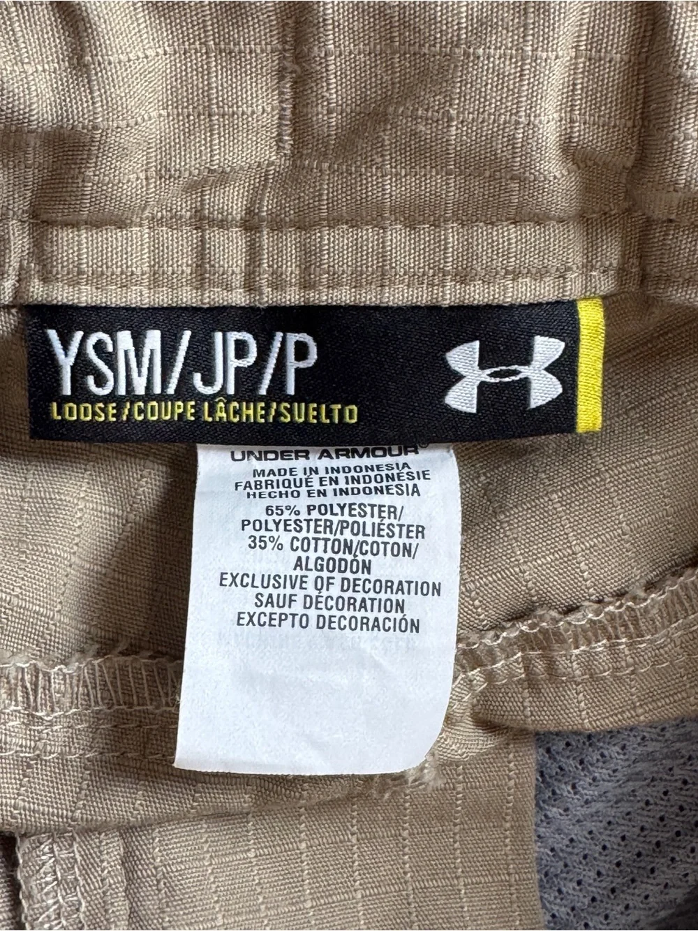 Under Armour Boys Tan Cargo Shorts Youth Small
